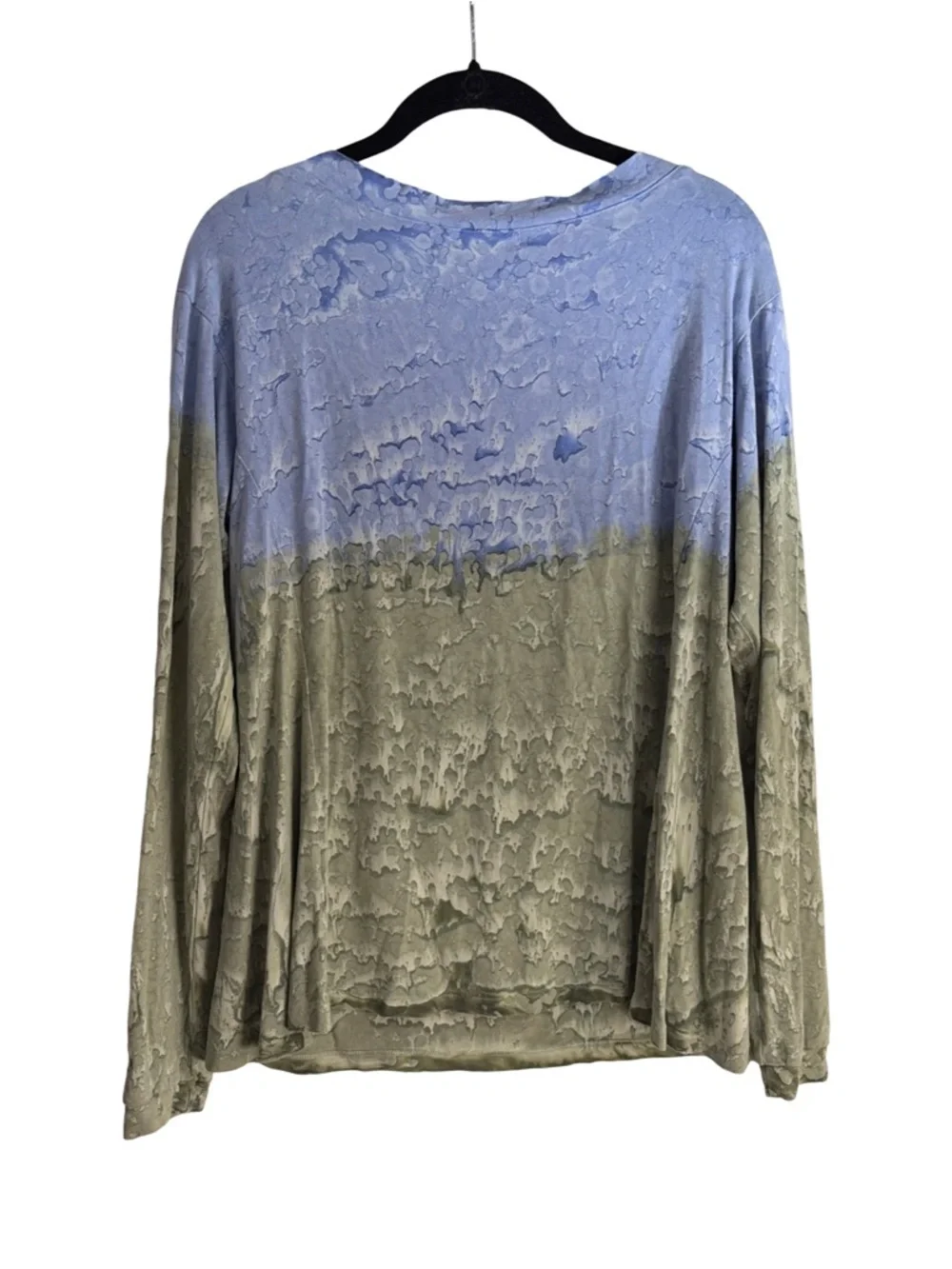 Annie Turbin Boat Neck Blue and Green Ombre Long Sleeve Top - Picture 2 of 3